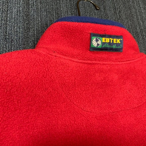 Eddie Bauer EBTEK Fleece Jacket Mens Large Red Full Zip Polartec Vintage 90s Blu - Picture 14 of 14